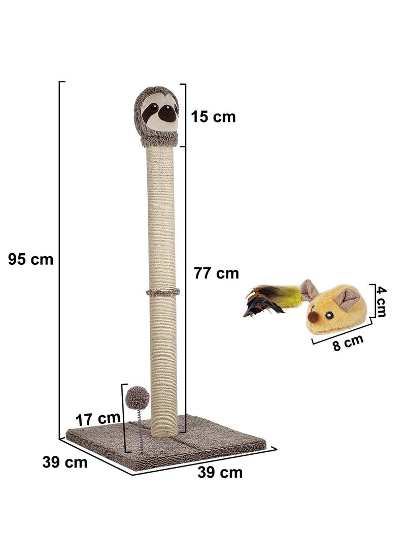 Cat Scratcher, Cat scratching post with Spring ball, Indoor Cat Scratching Post, Natural Sisal Rope, Warmie Sloth Cat Scratcher with Cat squeaky toy, Electronic pet chasing toy 95 cm (Beige) - pzsku/Z7B39C00B6A777CE46BE0Z/45/_/1736529021/61d0fa23-b0a0-4034-8648-8ae69caa4680