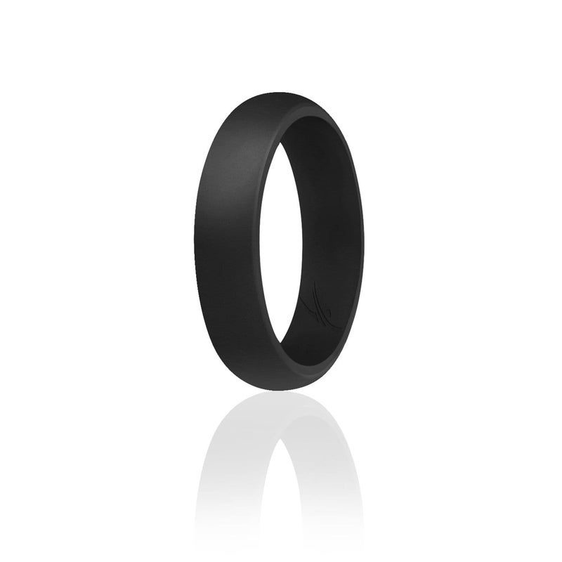 ROQ Silicone Rubber Wedding Ring for Women, Dome Solid Glitter & Metallic, Rubber Silicone Wedding Band, Anniversary Rings, Promise Ring, 5.5mm Wide 2mm Thick, Single, Black, Size 9 - Image 5