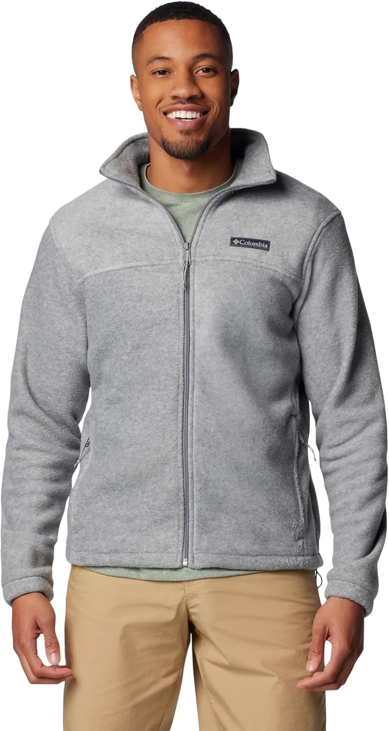 Columbia Men's Steens Mountain 2.0 Full Zip Fleece Jacket - Light Grey Heather, Large - Image 1