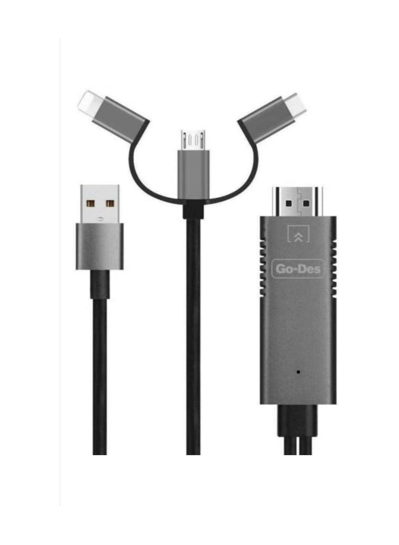 GO-DES 3 in 1 HDTV Cable Black - Image 1