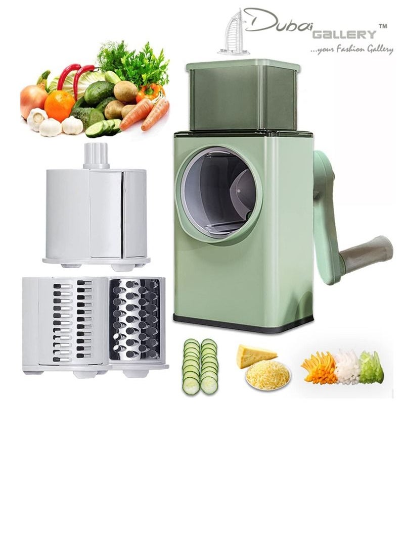 DubaiGallery - Rotary Cheese Grater Large 4 in 1 Manual Round Mandoline Heavy Duty Storm Slicer Grater for Vegetables Slicer - Image 1