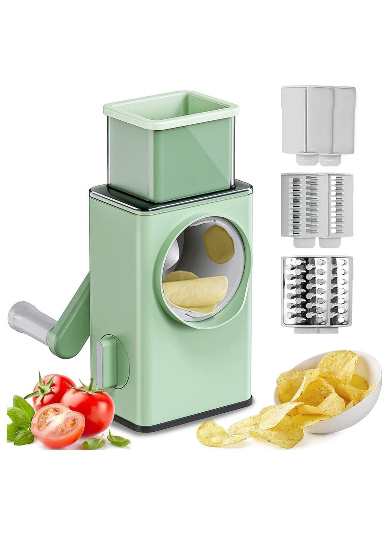 DubaiGallery - Rotary Cheese Grater Large 4 in 1 Manual Round Mandoline Heavy Duty Storm Slicer Grater for Vegetables Slicer - Image 1