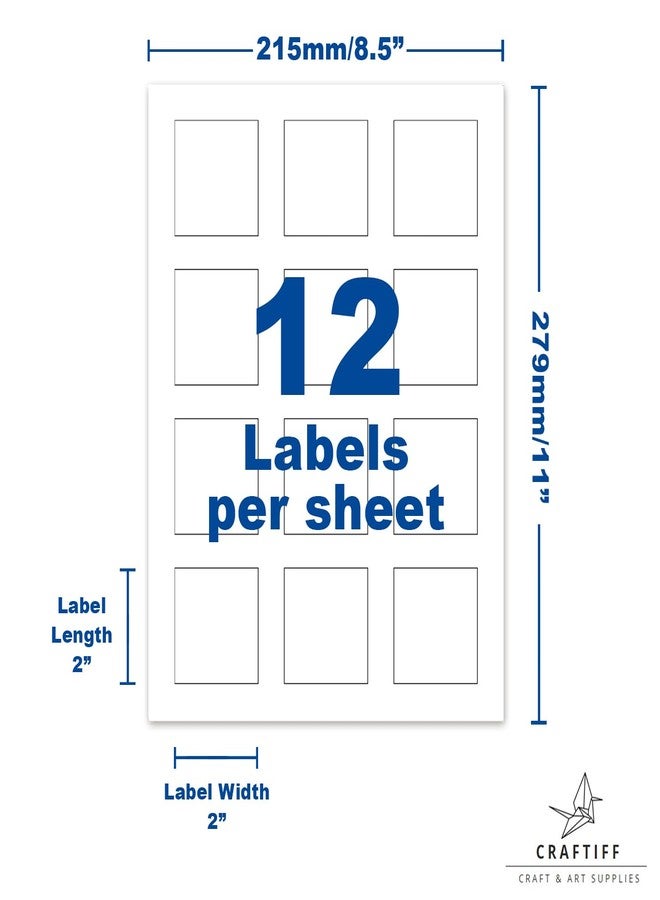 Craftiff 2x2 Clear Square Labels Stickers Glossy for Laser Printer, Pack of 300, Transparent self Adhesive Vinyl Paper Craftiff - Image 2