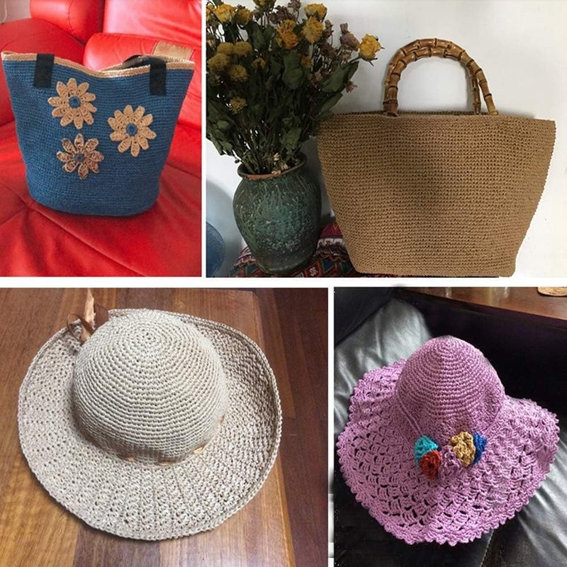 CHIC KNOTS Natural Cotton Raffia Yarn - Eco-Friendly, Soft & Durable Crochet & Knitting Yarn for Handmade Crafts (Brown) (Brown, 500 GRAM) - Image 4