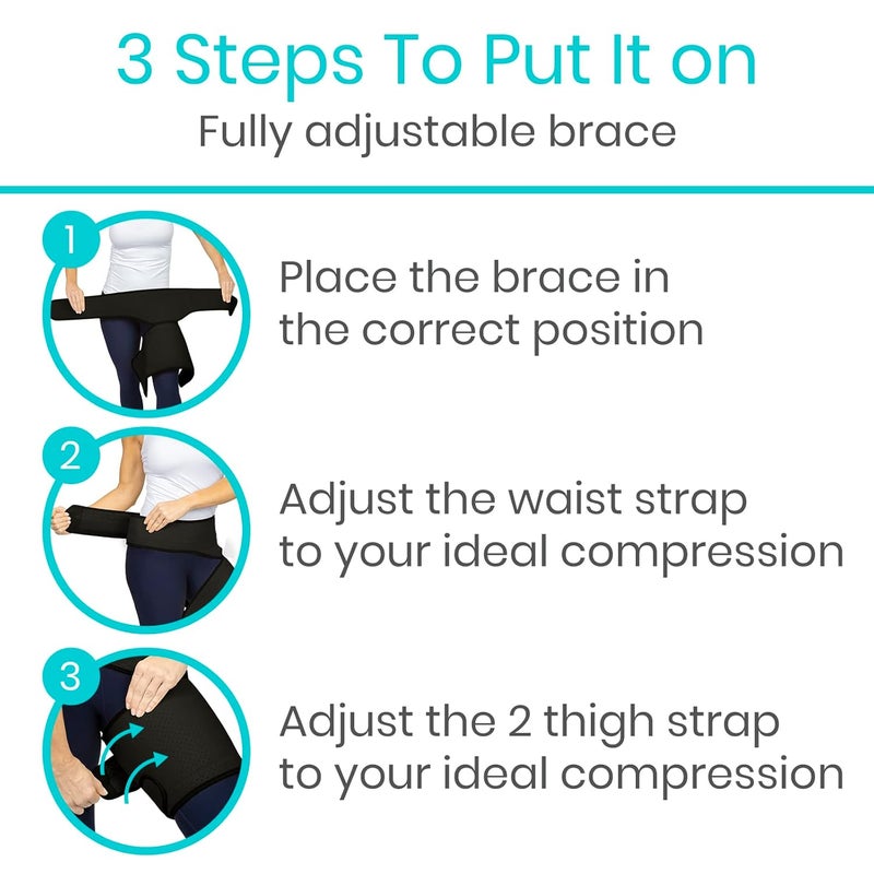 Vive Hip and Groin Brace  Sciatica Brace  Bursitis Hip Pain Relief for Women and Men  Hip Flexor Compression Wrap Support  Thigh Hamstring Recovery for Joints Nerve Pulled Muscles and Arthritis - Image 4