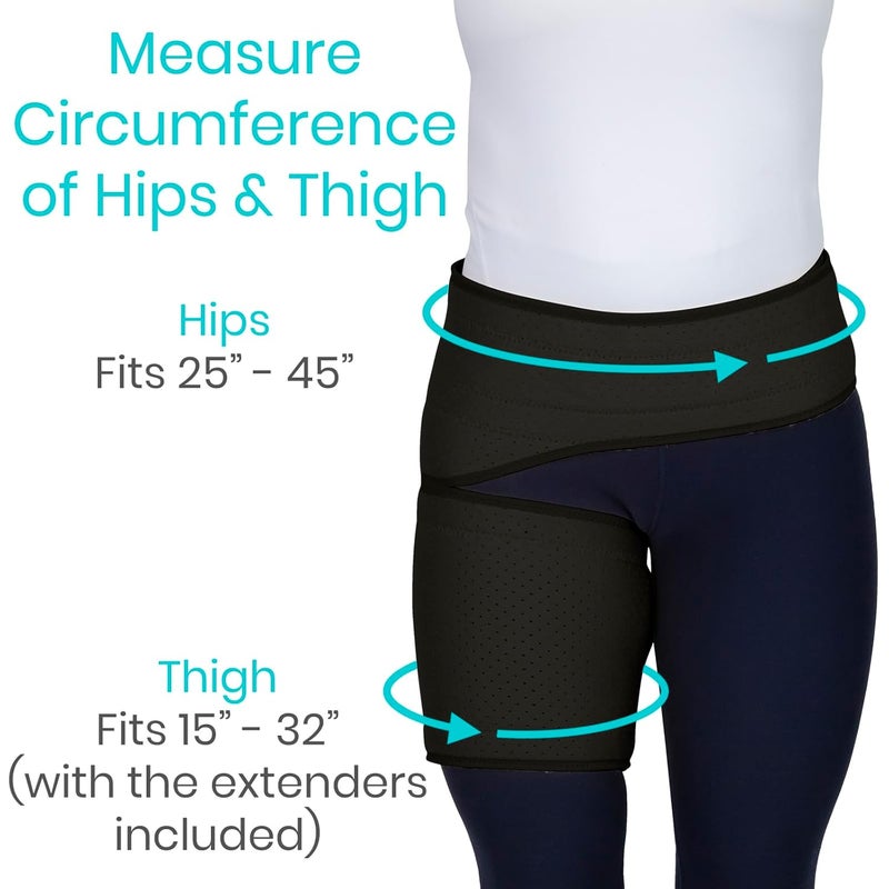 Vive Hip and Groin Brace  Sciatica Brace  Bursitis Hip Pain Relief for Women and Men  Hip Flexor Compression Wrap Support  Thigh Hamstring Recovery for Joints Nerve Pulled Muscles and Arthritis - Image 3