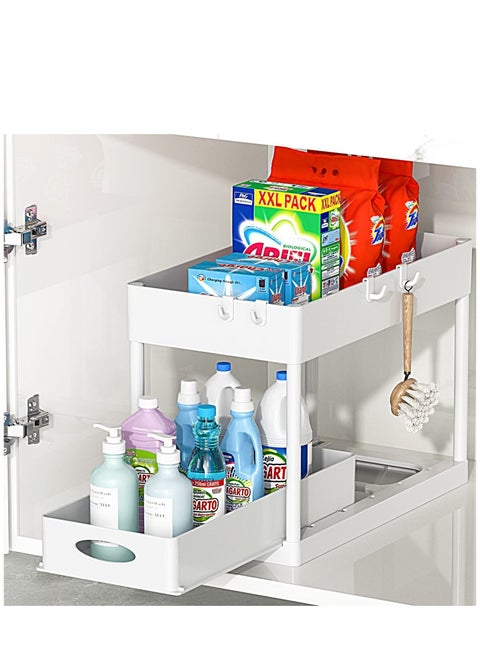 Under Sliding Cabinet Basket Organizer 2 Tier Storage Under Cabinet Bathroom Under Sink Organizers and Storage Black Under Sink Storage for Bathroom Kitchen