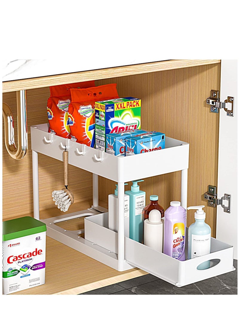 MIXDE Under Sliding Cabinet Basket Organizer 2 Tier Storage Under Cabinet Bathroom Under Sink Organizers and Storage Black Under Sink Storage for Bathroom Kitchen  - Image 2