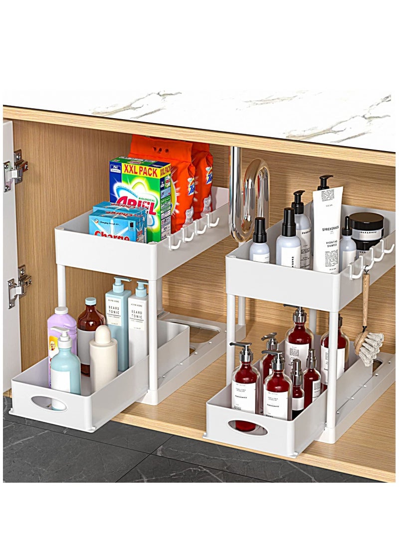 MIXDE Under Sliding Cabinet Basket Organizer 2 Tier Storage Under Cabinet Bathroom Under Sink Organizers and Storage Black Under Sink Storage for Bathroom Kitchen  - Image 5