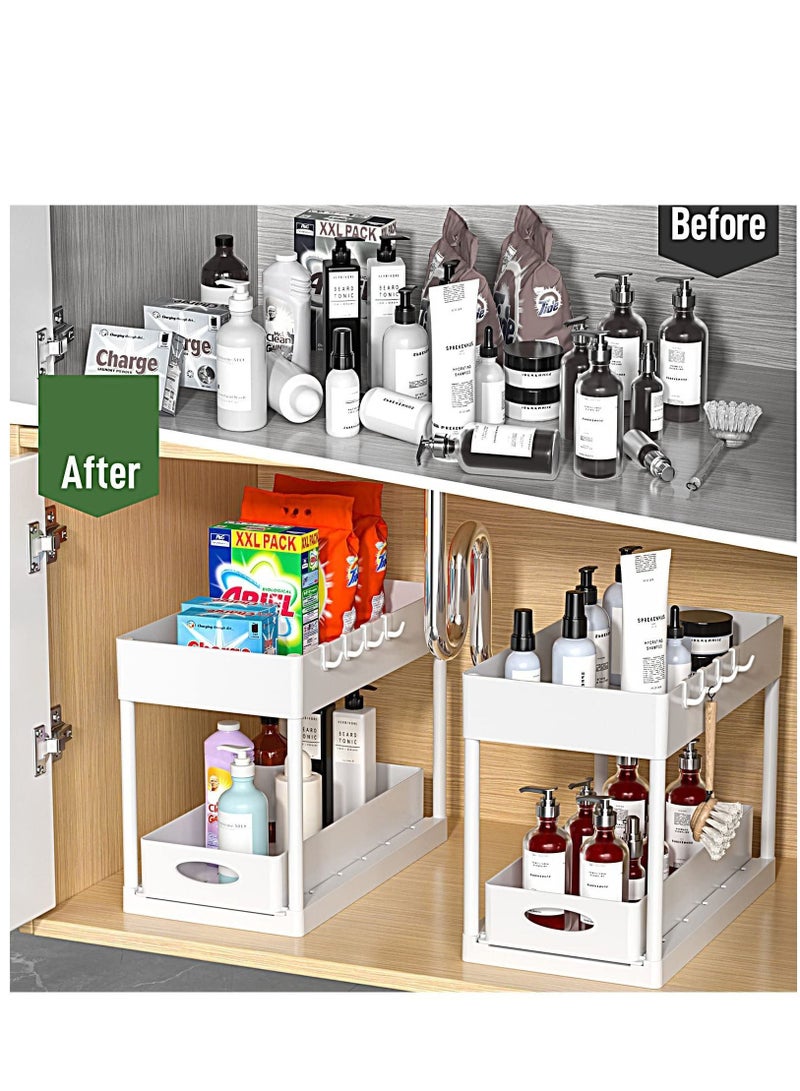 MIXDE Under Sliding Cabinet Basket Organizer 2 Tier Storage Under Cabinet Bathroom Under Sink Organizers and Storage Black Under Sink Storage for Bathroom Kitchen  - Image 3