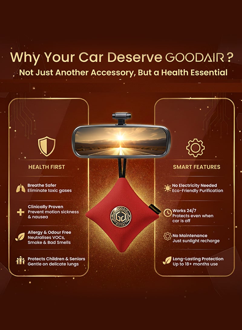 GOODAIR 2.0 Car Air Purifier | Non-electric | Special Royal Red | Clinically Proven | Tested & Certified to Absorb Toxic Gases | Advanced Impregnated Activated Carbon | 24/7 Air Purification - Image 2