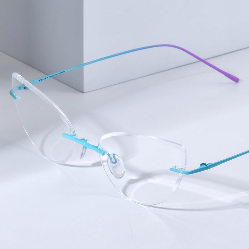FONEX Titanium Glasses Frame,Rimless Frameless Optical Eyewear Eyeglasses for Men and Women F85634 - Image 2
