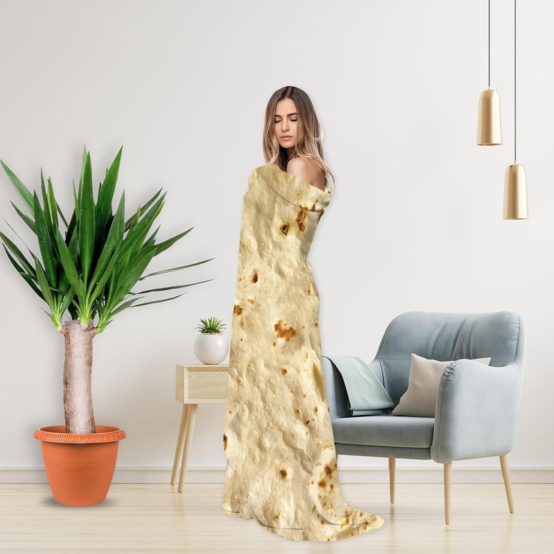 Abaysto Burritos Round Tortilla Blanket Round Blanket with Tortilla, Soft Round Blanket for Adults and Children, 150cm - Image 3