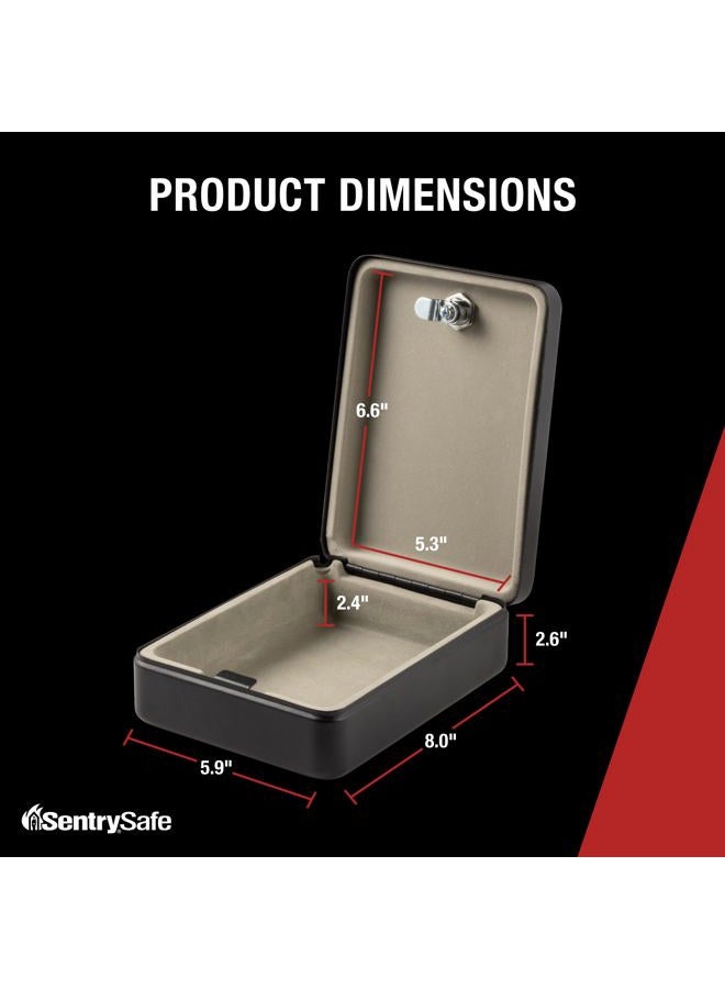 SentrySafe خزنة صغيرة هي صندوق قفل بمفتاح للمكتب أو السكن الجامعي لتأمين المال، جوازات السفر، أو غيرها من الأشياء الثمينة الصغيرة، الأبعاد الخارجية: 2.6 بوصة ارتفاع × 5.9 بوصة عرض × 8.0 بوصة طول، P005K - Image 2