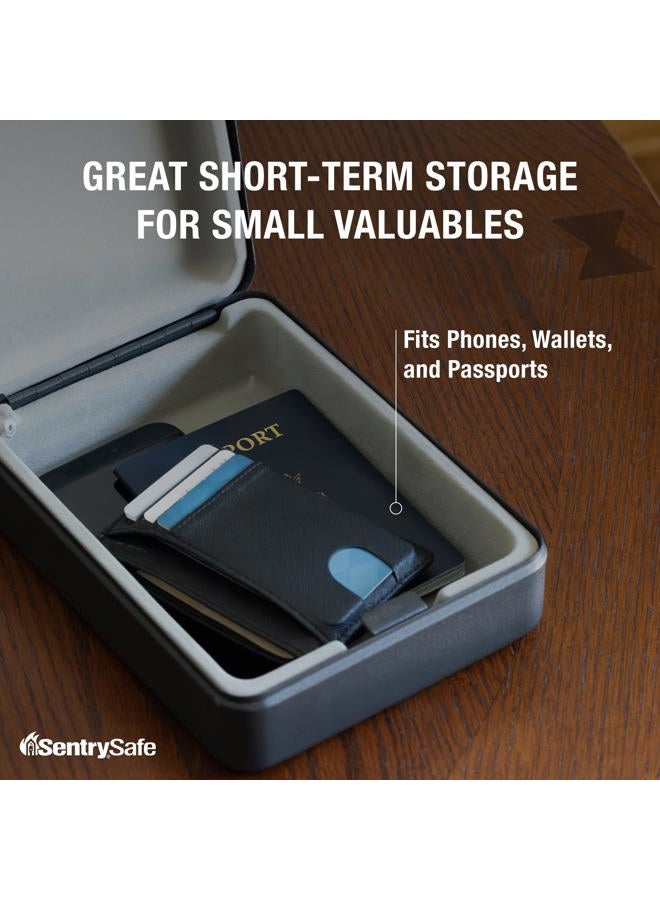 SentrySafe خزنة صغيرة هي صندوق قفل بمفتاح للمكتب أو السكن الجامعي لتأمين المال، جوازات السفر، أو غيرها من الأشياء الثمينة الصغيرة، الأبعاد الخارجية: 2.6 بوصة ارتفاع × 5.9 بوصة عرض × 8.0 بوصة طول، P005K - Image 4