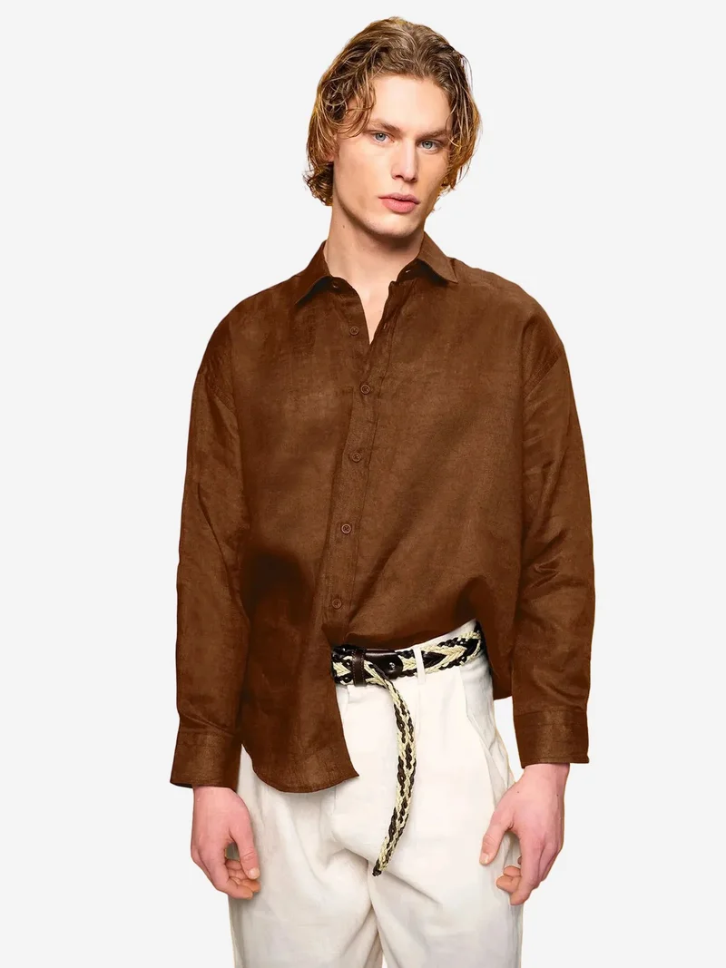 جيستو GIESTO Men's Regular Fit Linen Long Sleeve Shirt