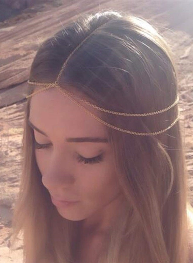 Chargances Women Multi-Layered Head Chain Headband Halloween Gold Head Chain Wedding Headband Prom Festival Headpiece Boho Belly Dancer Jewelry Hair Accessories for Women and Girls - Image 1