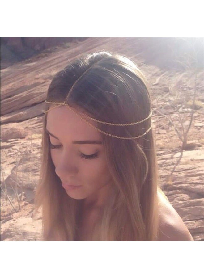Chargances Women Multi-Layered Head Chain Headband Halloween Gold Head Chain Wedding Headband Prom Festival Headpiece Boho Belly Dancer Jewelry Hair Accessories for Women and Girls - Image 3