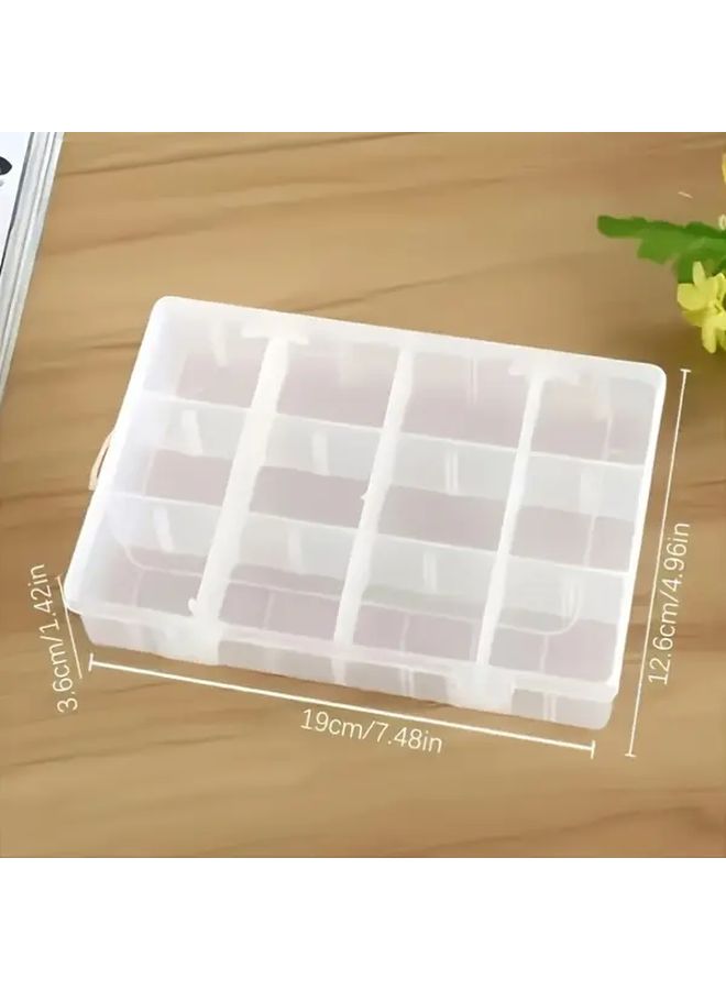 Adjustable Dividers Clear Plastic Storage Box 12 Compartments Jewelry Office Supplies Organizer 1pc - Image 3