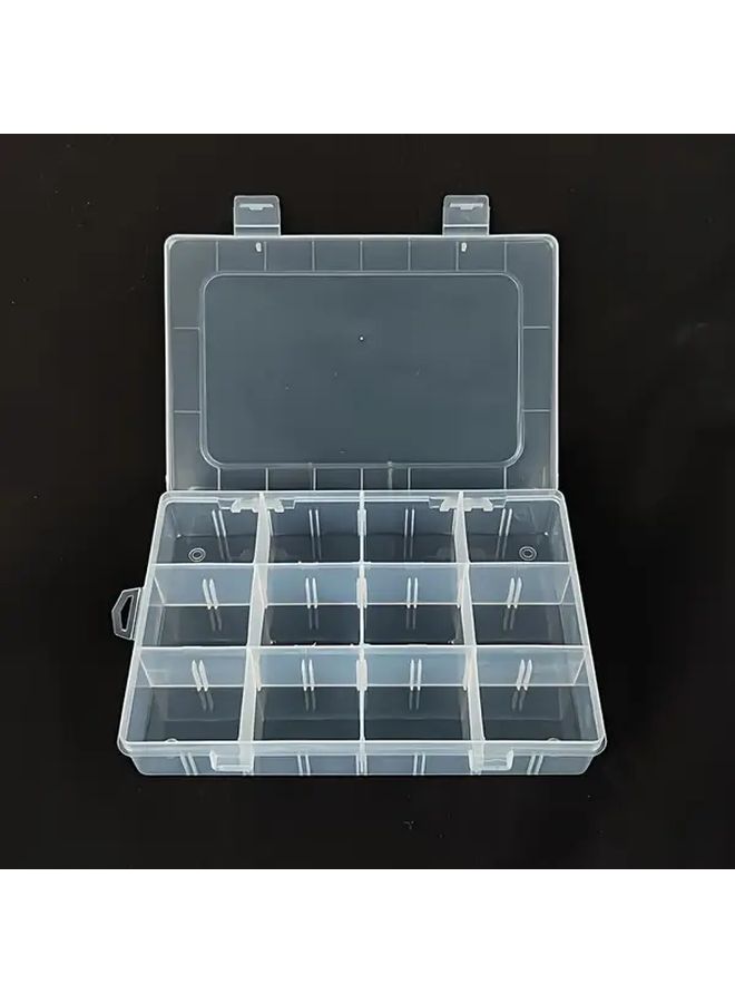 Adjustable Dividers Clear Plastic Storage Box 12 Compartments Jewelry Office Supplies Organizer 1pc - Image 2