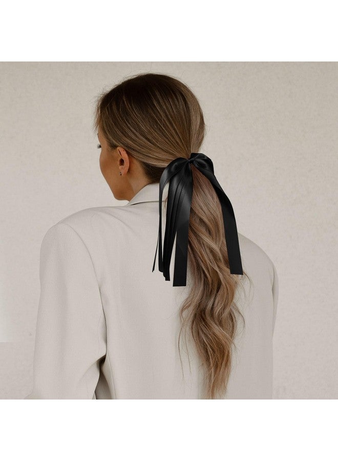 melyde Black Ribbon Hair Ties Cheer Long Tassel Elastic Hairbands Handmade Girls Women Ponytail Holder Hair Accessories For Holiday Party - Image 3