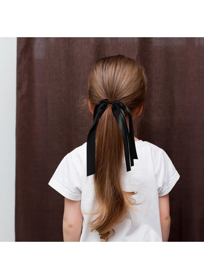 melyde Black Ribbon Hair Ties Cheer Long Tassel Elastic Hairbands Handmade Girls Women Ponytail Holder Hair Accessories For Holiday Party - Image 4