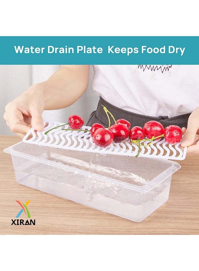 Xiran 6 Fridge Storage Boxes Fridge Organizer With Removable Drain Plate&Lid Stackable Fridge Storage Containers Plastic Freezer Storage Containers For Fish,Meat,Vegetables,Fruits(1500Ml),Transparent - Image 4