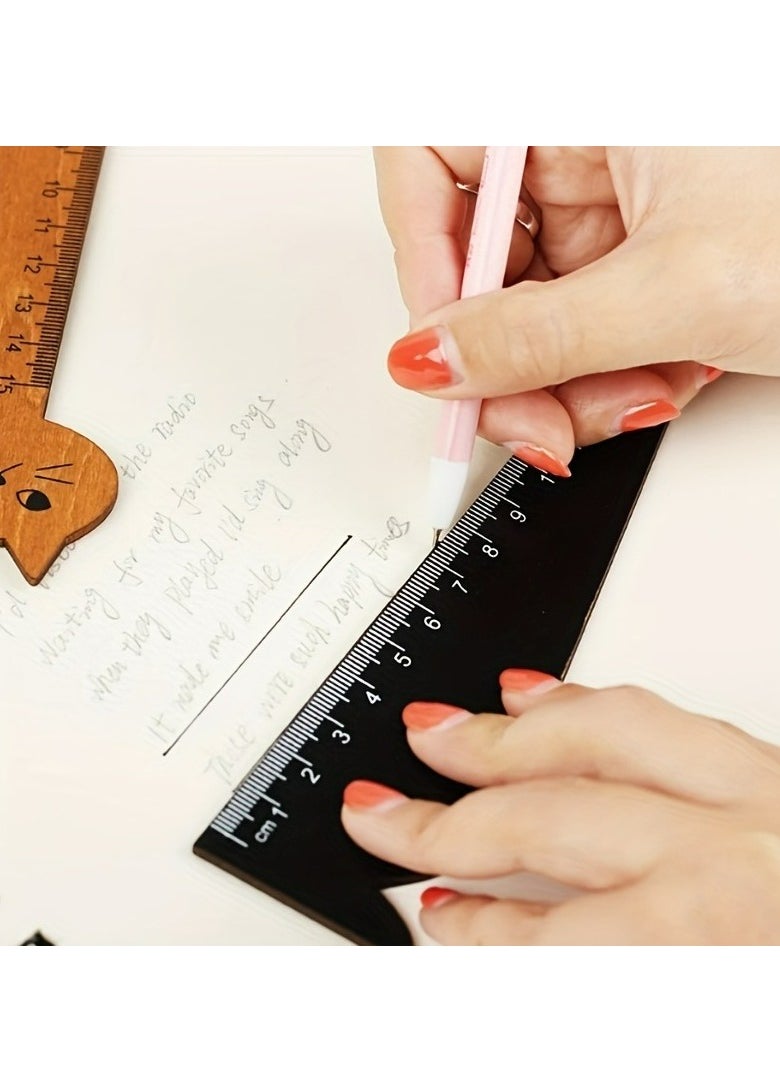 Generic - 2-Pack Cute Cat Drawing Ruler Wooden Measuring Ruler Measuring Tool Stationery Gift for Students - Image 1