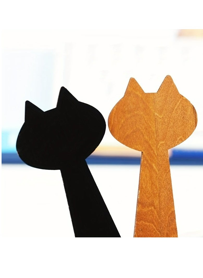 Generic - 2-Pack Cute Cat Drawing Ruler Wooden Measuring Ruler Measuring Tool Stationery Gift for Students - Image 1