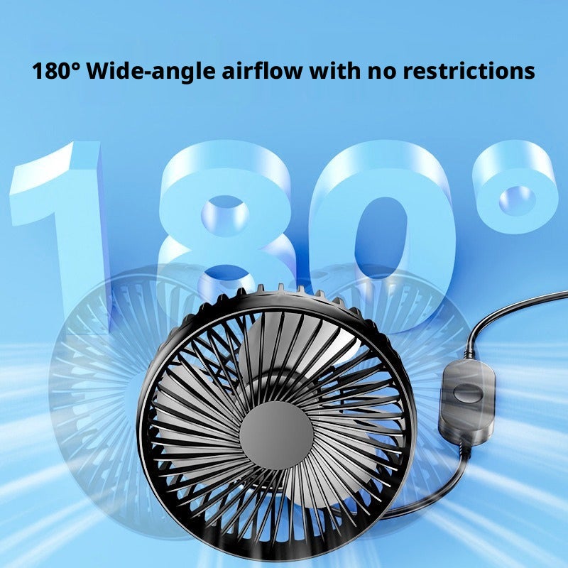 SUITU 12V/24V Car Fan with USB Power, Rearview Mirror Mount, Universal for Cars and Trucks, 5W, ABS - Image 2
