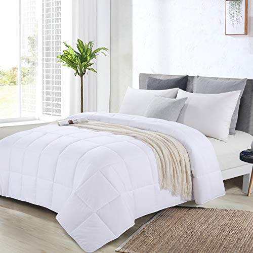HOMBYS Oversized King Comforter 120x120 Lightweight Quilted Down Alternative Duvet Insert for All SeasonWhite8 Corner Tabs