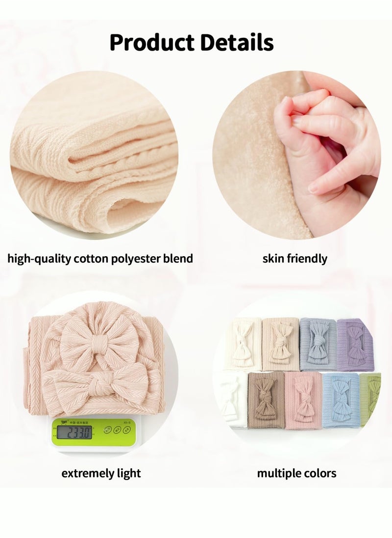 MIXDE Baby Swaddle Set Newborn Receiving Headband Blankets and Bow Hat Newborn Essentials Soft Nursery Swaddling Blankets Stretchy Baby Blankets for Girls and Boys Unisex  - Image 4