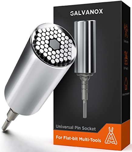 Galvanox Universal Socket Adapter Compatible with Leatherman Flat Bit System - Skeletool, Surge, MUT, Wave Plus and Signal Multitool Kit Set (Multi-Tool Accessories) - Image 1