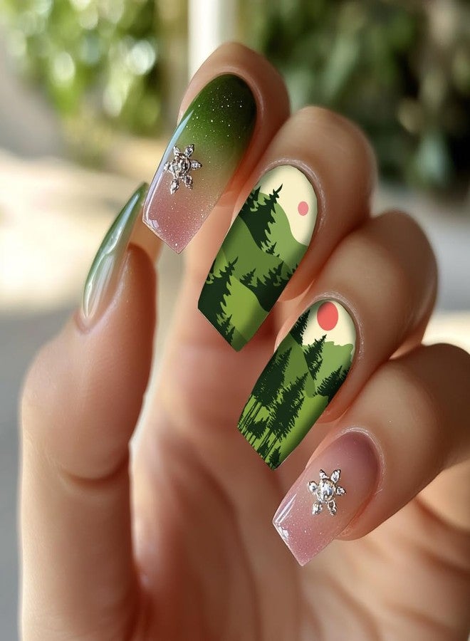 PH PandaHall 3 قطع لوحات طباعة الأظافر الطبيعية فن الأظافر قوالب الغابة قوالب فن الأظافر الجبلية قوالب طباعة سماء الليل مع طابع وكاشط للنساء صالون مانيكير DIY 4.7x2.3 بوصة - Image 5