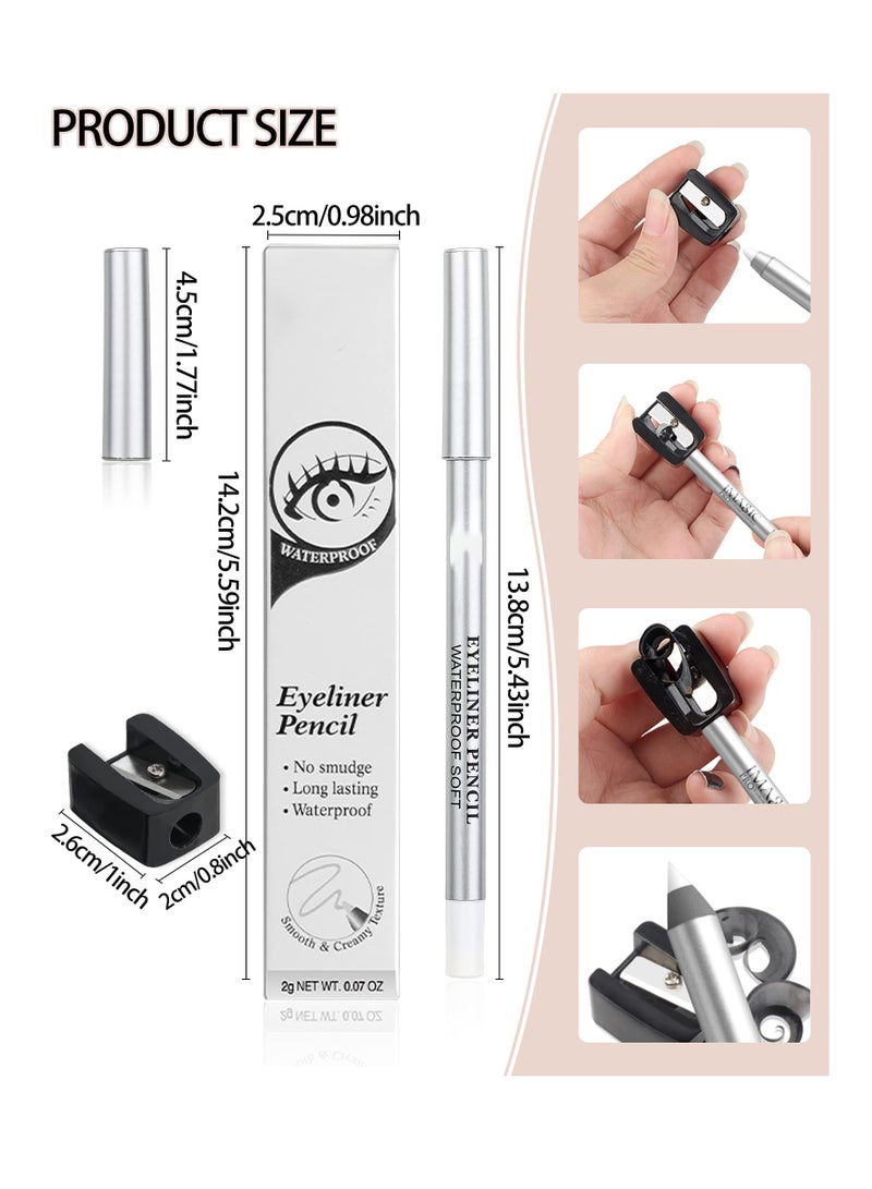 SYOSI White Waterproof Gel Eyeliner Pens, Highlighter Eye Liner Pencil, Matte Long Lasting  White Eye Liner, Super Smooth formula Eyeshadow Makeup Pen, Polished White Luster, with Pencil Sharpener - Image 3