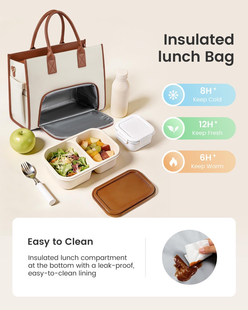 LOVEVOOK Work Tote Bag with Lunch Compartment with Giant Tumbler Holder,17 Inch Waterproof 3 in 1 Lunch Bag Women Men Laptop Bag Purse Tote with Padded Sleeve for Teacher,Nurse,College,Travel,Office - Image 4