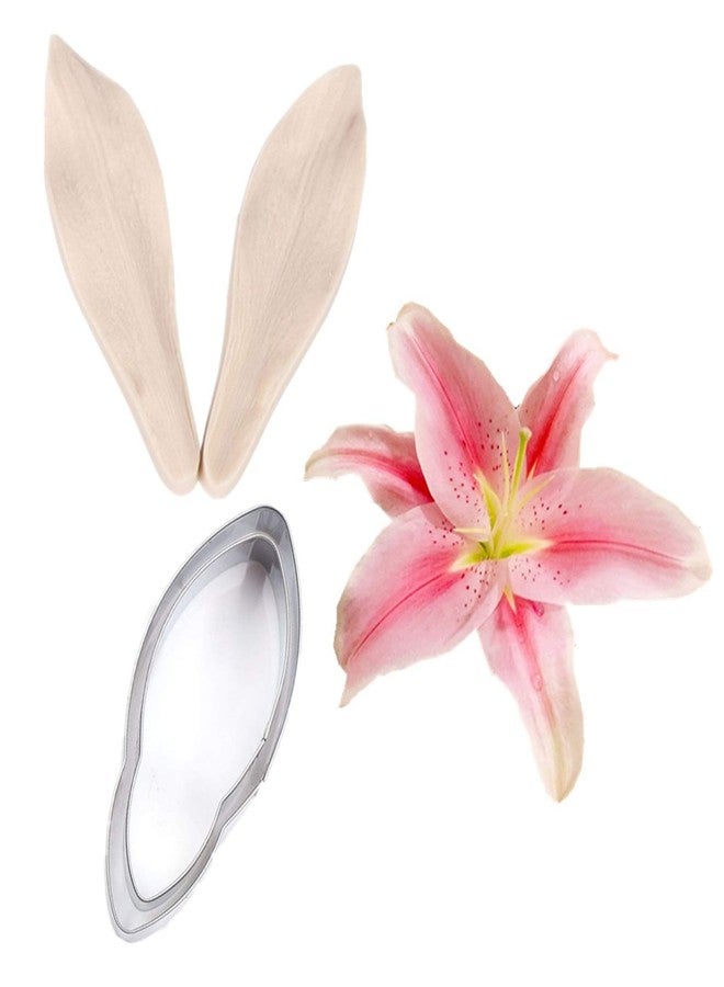 kulepin 2pcs Gumpaste Lily Flower Stainless Steel Cutter Set 2pcs Fondant Silicone Mold Sugarcraft Veining Mold Making Tool for Wedding Cake Decorating,Chocolate,Sugar,Soap - Image 1