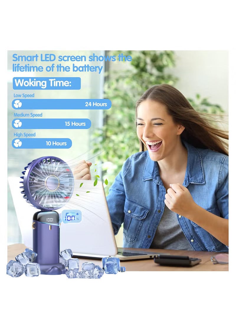 micro speed Portable Foldable Mini Handheld Fan with 5 Speeds, Digital Display, USB Rechargeable, 90° Rotation, Strong Wind, Instant Cooling - Image 3