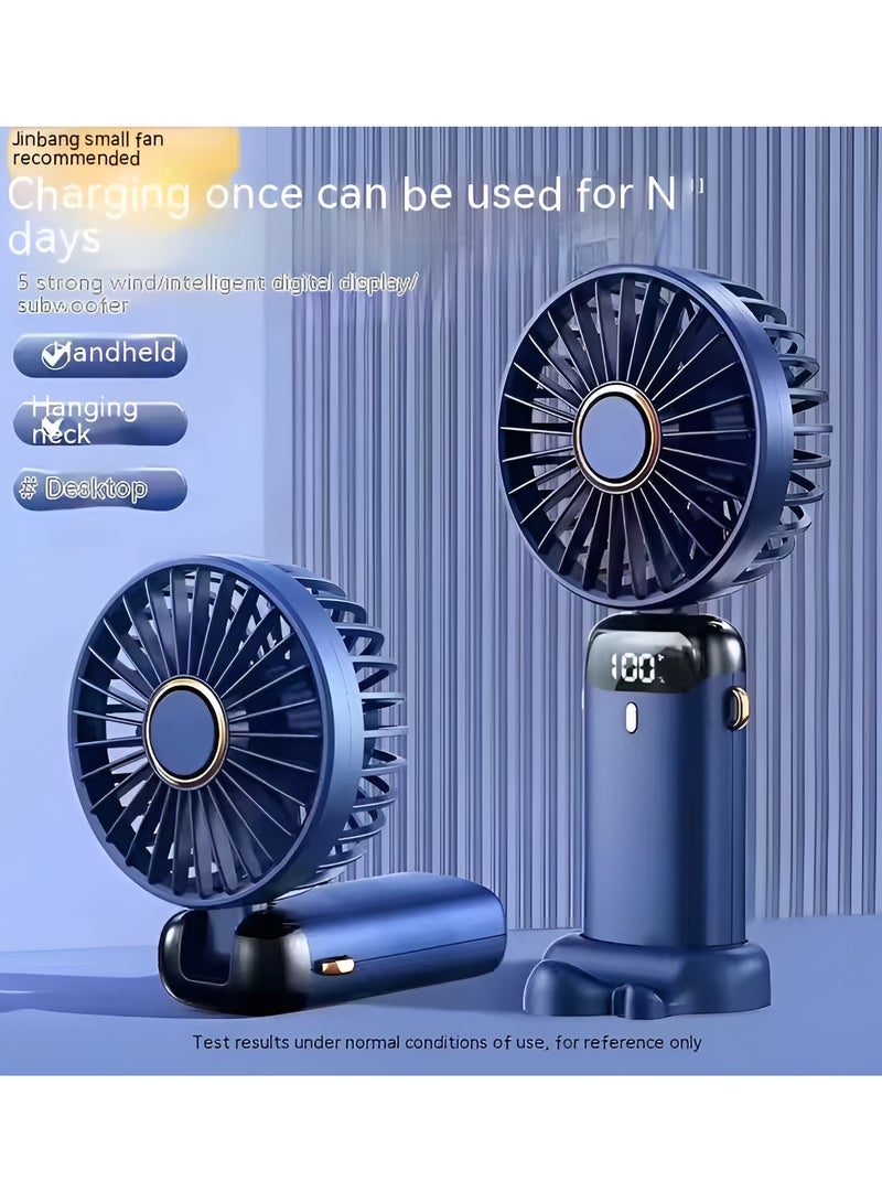 micro speed Portable Foldable Mini Handheld Fan with 5 Speeds, Digital Display, USB Rechargeable, 90° Rotation, Strong Wind, Instant Cooling - Image 2
