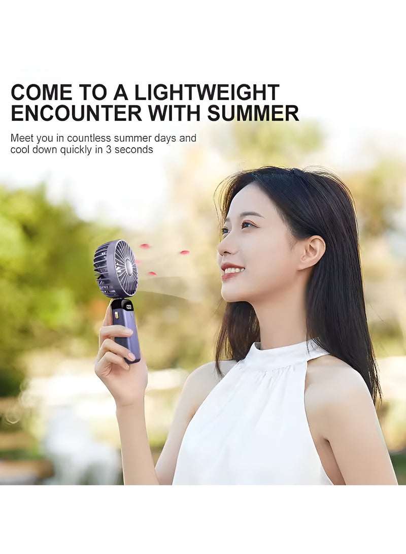 micro speed Portable Foldable Mini Handheld Fan with 5 Speeds, Digital Display, USB Rechargeable, 90° Rotation, Strong Wind, Instant Cooling - Image 4
