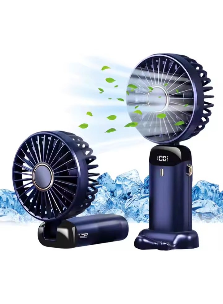 micro speed Portable Foldable Mini Handheld Fan with 5 Speeds, Digital Display, USB Rechargeable, 90° Rotation, Strong Wind, Instant Cooling - Image 1