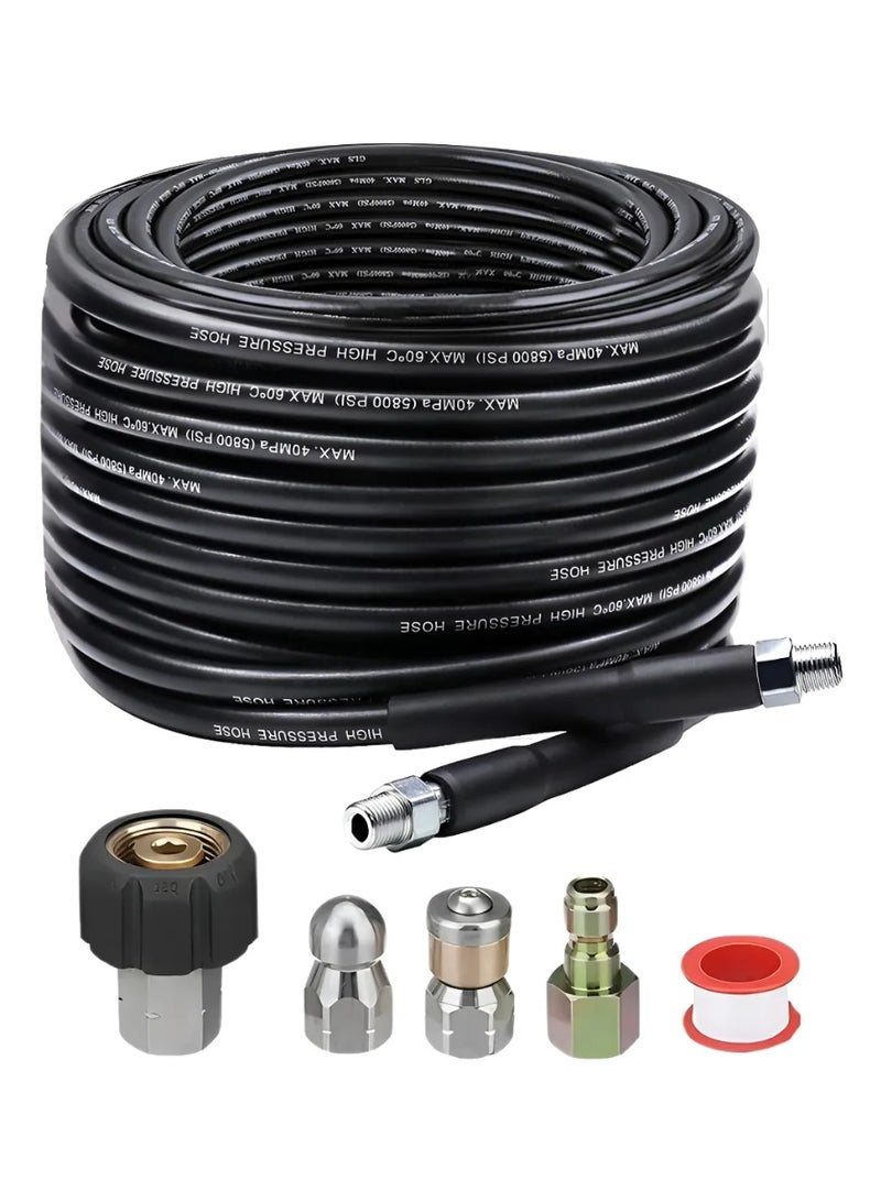 15m High Pressure Washing Nozzle Kit Hose Drainage - Image 1