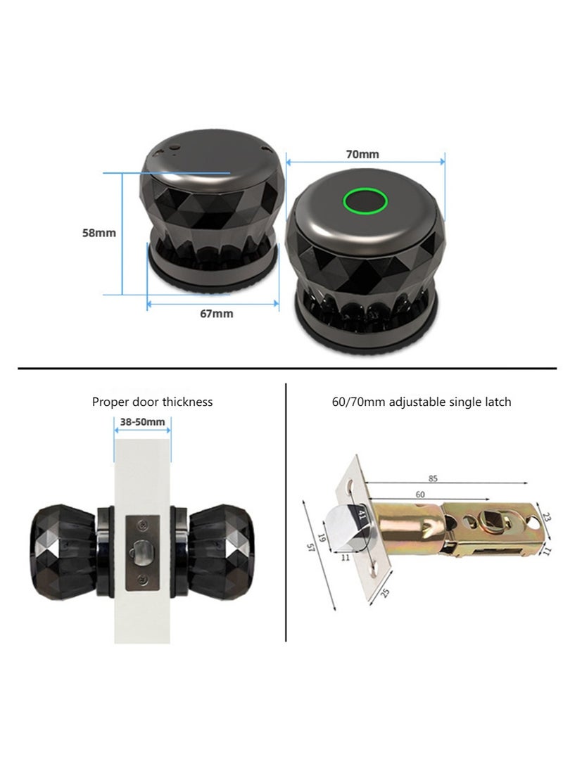 Indoor Wooden Door Ball Lock Smart Fingerprint Lock, Fingerprint/App/Key Unlocking, USB Interface