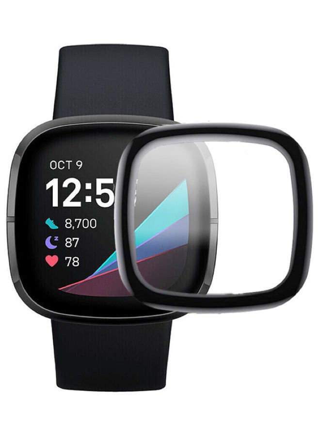 Perfii Full Coverage Curved Screen Protector For Fitbit Sense Clear/Black - Image 1