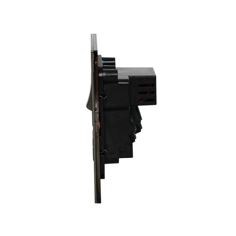 Donmarco مأخذ كهربائي بريطاني مفرد 13A - USB (5V 3.1A) + Type-C (18W) – لوحة من الفولاذ المقاوم للصدأ، مأخذ كهربائي مقاوم للحريق، ضمان لمدة 3 سنوات، منفذين شحن، مأخذ طاقة 13A (رمادي غامق) - Image 3