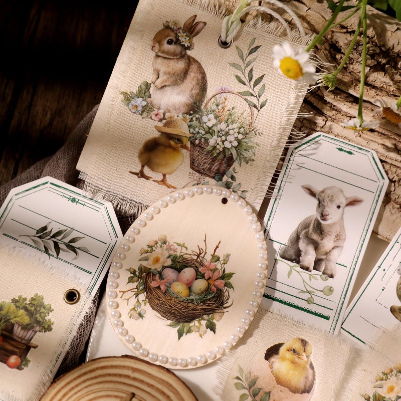 CATaireen Spring Easter Crafts Rub On Transfers Sticker Vintage Floral Farm Rabbit Cow Decal DIY Egg Cute Bunny Use for Fabric Clay Paper Wood Holiday Scrapbooking Embellishments (Small 2 Sheets) - Image 5