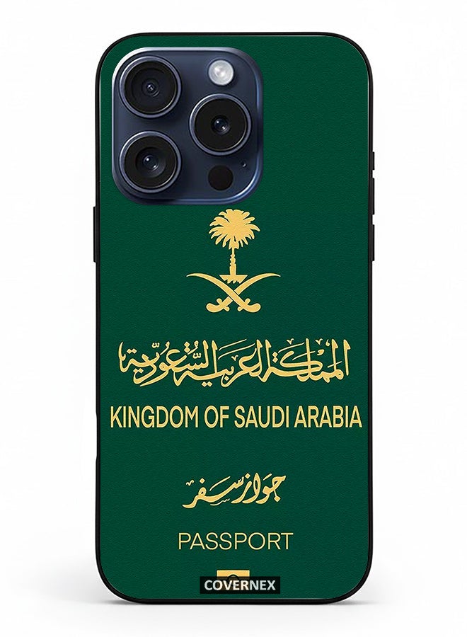 Covernex Apple iPhone 15 Pro Protective Case Cover Printed Featuring Saudi Arabia Passport Inspired Design - Image 2
