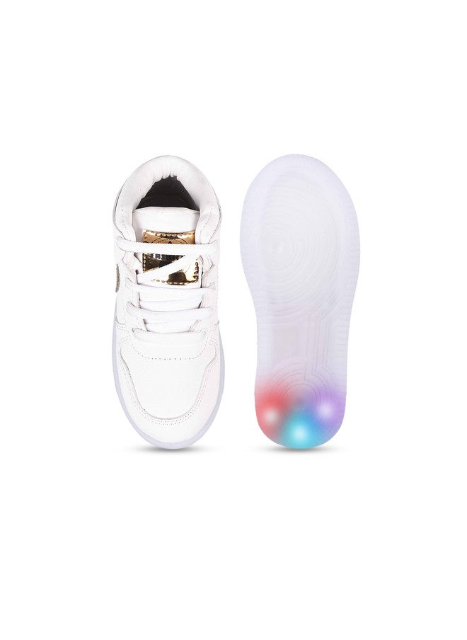 KATS Boys Lace Up Mid Top LED Lightweight Sneakers with Gold Accents - Image 4