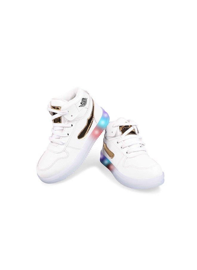 KATS Boys Lace Up Mid Top LED Lightweight Sneakers with Gold Accents - Image 5