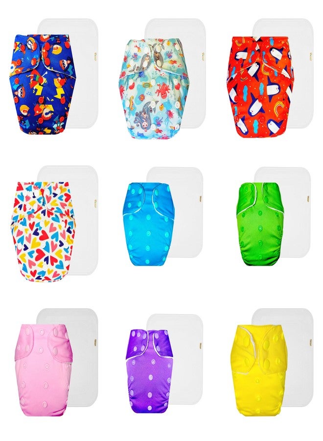 Dumbledo Premium Cloth Diaper with Cotton Insert (Pack of 9) | Dry Feel and Comfortable | Breathable | Quick Dry | All-Day Wear | 3 Months - 3 Years | Unisex Baby - Image 1
